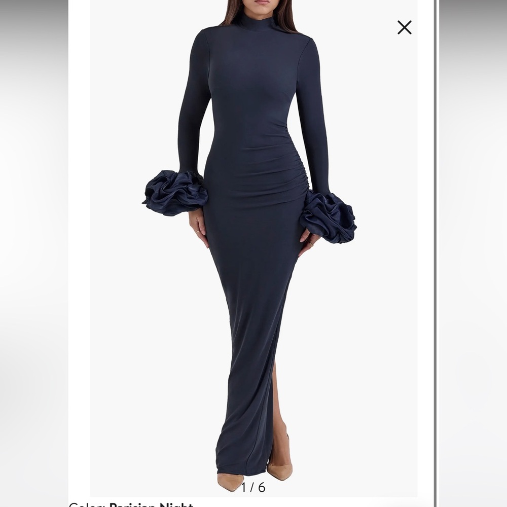 House of CB Blue Maxi Pencil Skirt with Slit